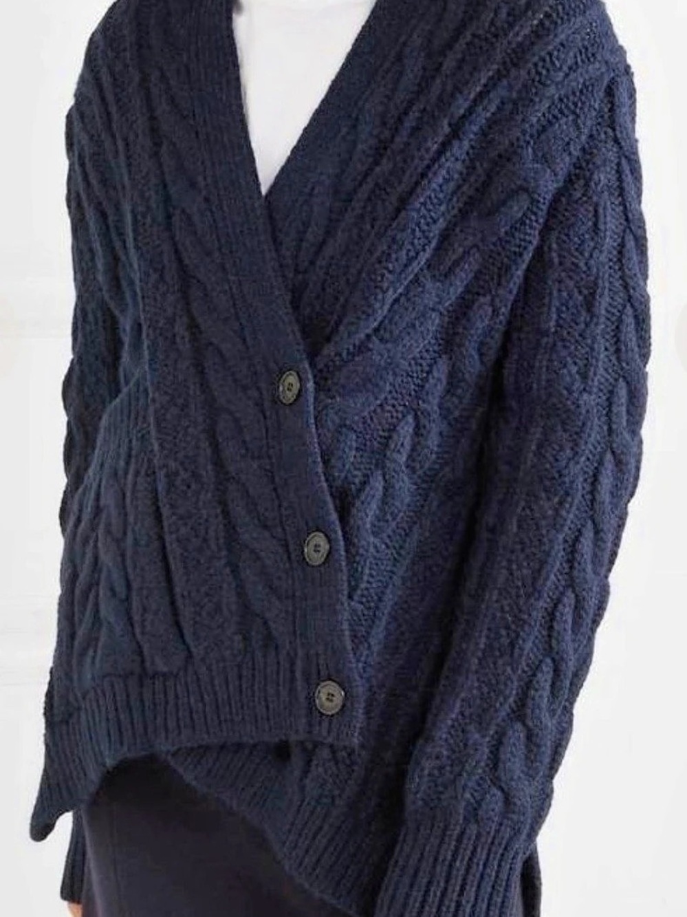 By Marlene Birger Talanie Cable Knit Cashmere Cardigan Blue Sz XS